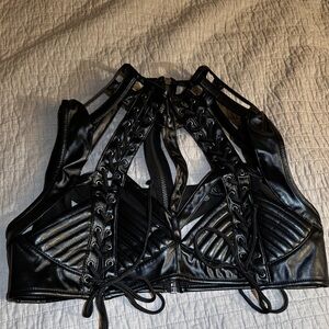 Club Exx - DollsKill - NWT - XXL - Rude Awakening Black Lace-Up Top